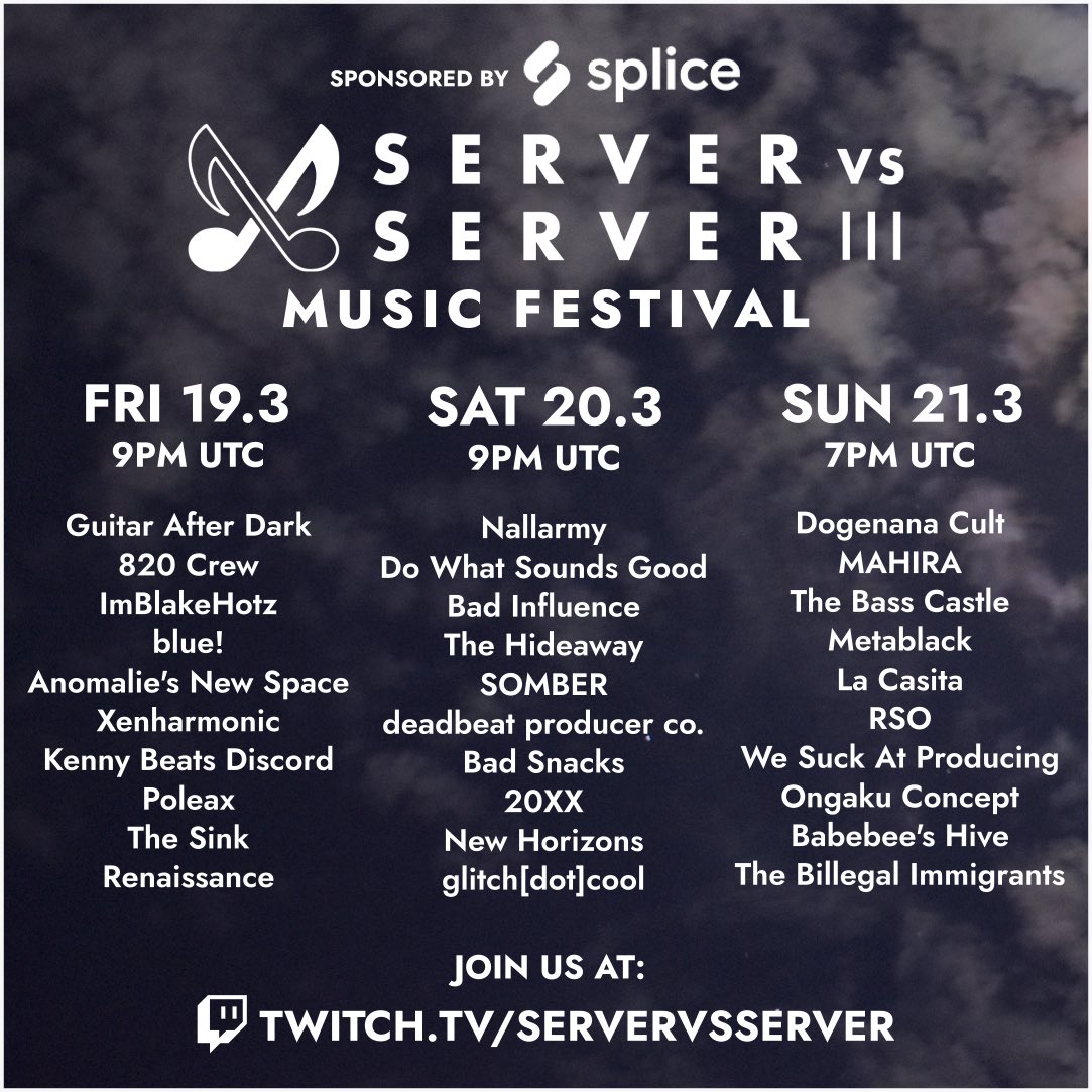 servervsserver_'s tweet photo. Today is SvS3 Festival stream DAY ONE! It starts @ 9PM UTC / 5PM EDT ✨ Can’t wait to listen &amp; interview the community members who collaboratively worked on their EP! https://t.co/GDRbC6BeGc https://t.co/SipsJuZnij