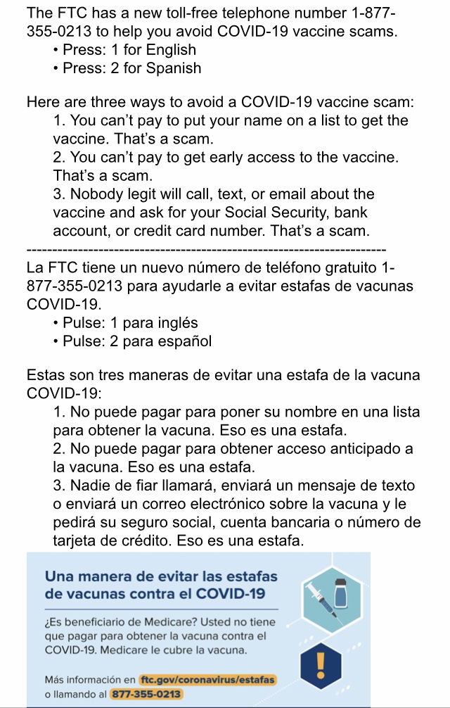 prudencemathis's tweet image. Be aware of vaccine scams!