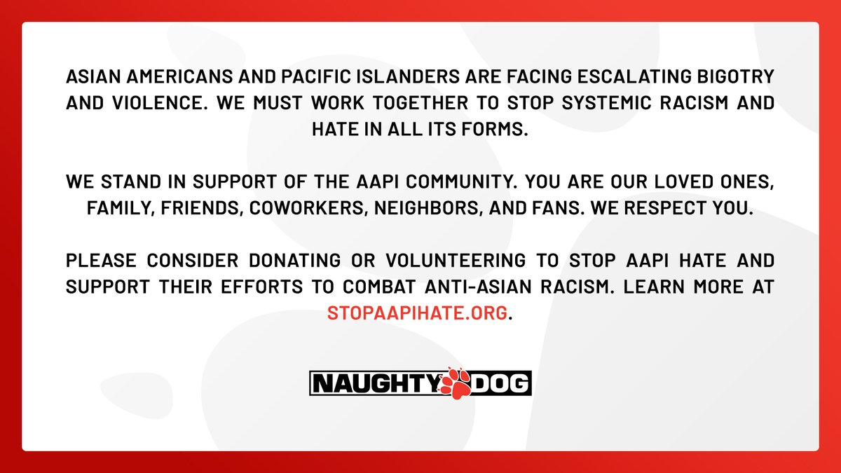 Asian Americans and Pacific Islanders are facing escalating bigotry and violence. We must work together to stop systemic racism and hate in all its forms.
We stand in support of the AAPI community. You are our loved ones, family, friends, coworkers, neighbors, and fans. We respect you.
Please consider donating or volunteering to Stop AAPI Hate and support their efforts to combat anti-Asian racism. Learn more at stopaapihate.org.