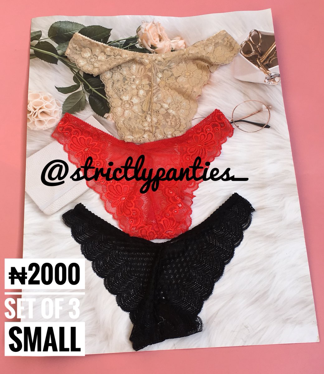 PStrictly_'s tweet photo. Small size seamless lace panties

₦2000 for the set of 3 https://t.co/1hQvETpDlh