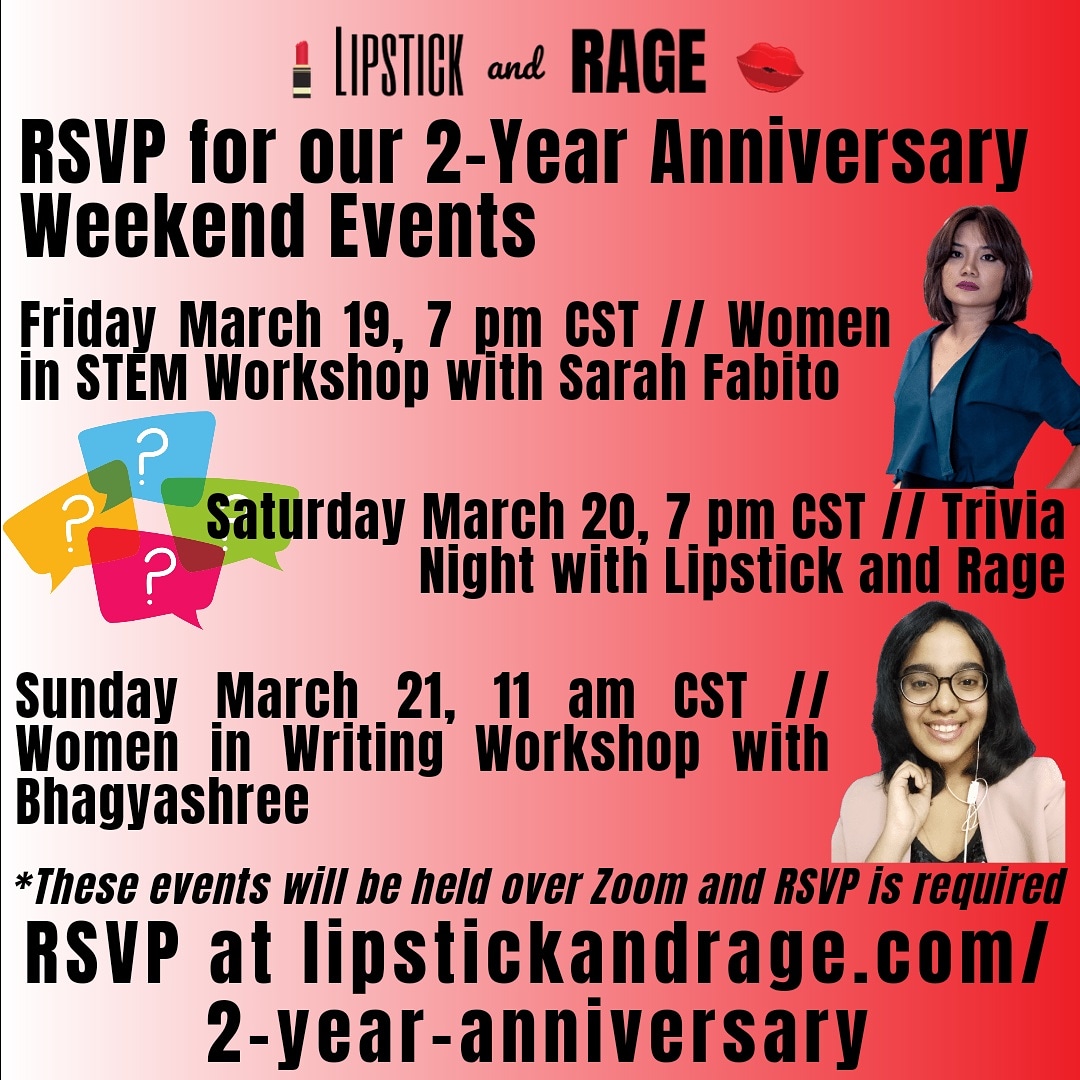 LipstickRage's tweet photo. ‼RSVP at https://t.co/ZriMvdZPii

#WomenInScience #womenintech #WomenInSTEM #WomenWhoCode  #blogger #poetry #writingtips #writingcommmunity #WritingLife #activism #advocacy #celebratewomen #WomensHistoryMonth2021 #EmpoweredWoman @sarahfab47 https://t.co/xDRz6kvejs