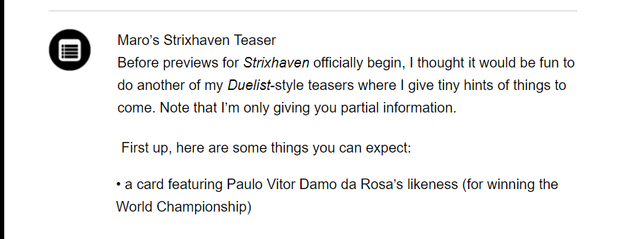 There it is 🤩 
Seriously though, having the chance to be on a card means sooo much to me, even more so because it's in Strixhaven and School of Magic is my favorite genre. I just really hope my card is good 😅
