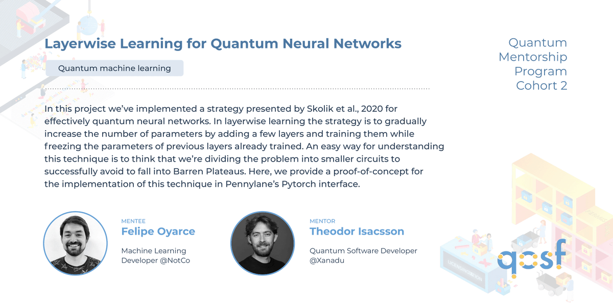 qosfoundation's tweet photo. QOSF #mentorship project highlight 🎉

💻 Layerwise Learning for Quantum Neural Networks
🔗 https://t.co/DjArObcEwb 

Mentee: Felipe Oyarce 
Mentor: @thisacs https://t.co/xPPsikUDS3