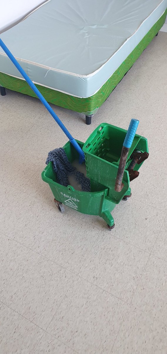_Brome_'s tweet photo. They've come to mop the room we're in, They've only mopped the half of the room we've used, and it looks like a new arrival could be coming, how is this controlled 🤔 #COVID19 https://t.co/laJP1seQgg