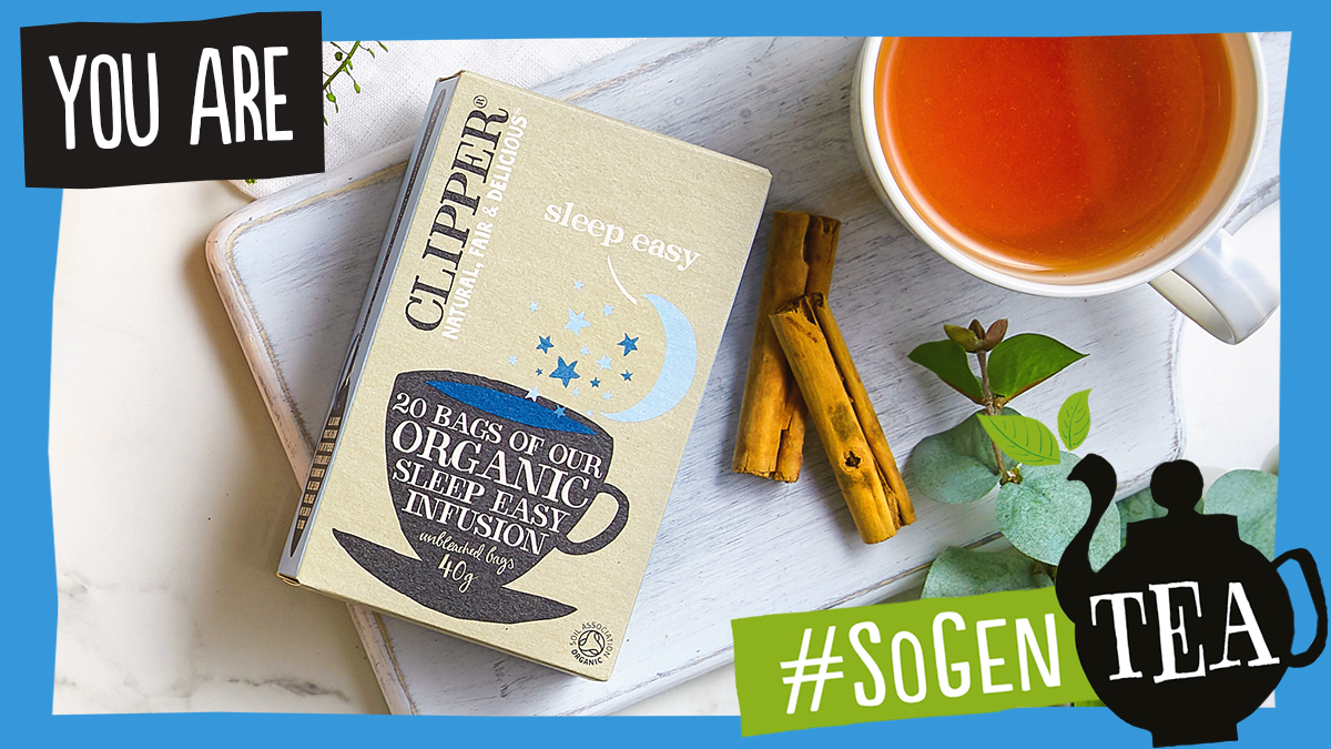 For a #SoGenTea dreamy night's sleep, give your pillow a spritz of your favourite sleep spray before curling up in bed with a book and a comforting cup of our Snore &amp; Peace infusion with organic chamomile, lemon balm and lavender. #WorldSleepDay