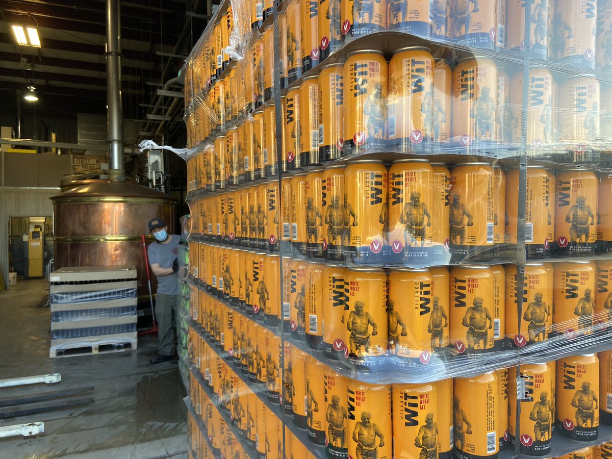 Looks like it’s going to be a Witty Friday...our team is getting ready to package 473 ml cans of delicious Village Wit - a hazy unfiltered Wheat Ale in the Belgian tradition with crisp flavours accented by Orange zest and coriander. villagebrewery.com/products/villa… #craftbeer #VillageWit