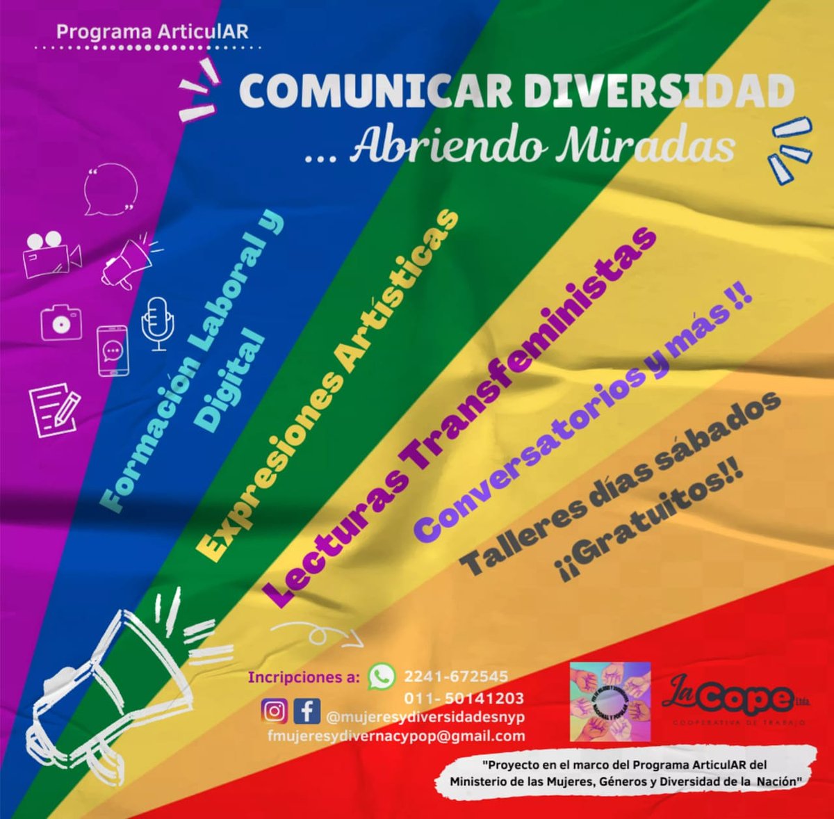 anafrancese's tweet photo. Curso-Taller para personas LGTBIQ+ y mujeres en situación de violencia y vulnerabilidad. Ofrece 
Nuevas herramientas para la búsqueda de trabajo y la inclusión. Herramientas digitales: Word, Excel, audiovisual; CV; lecturas; expresión artística y Conversatorios. https://t.co/FQ4hpyLcV8