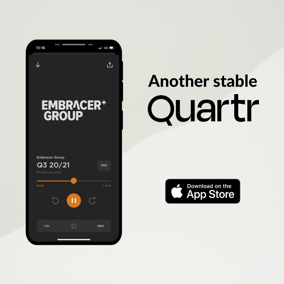 Quartr will keep you updated throughout the earnings season. Personalize your feed and get notified when your favorite company reports. Enjoy! $EMBRAC
