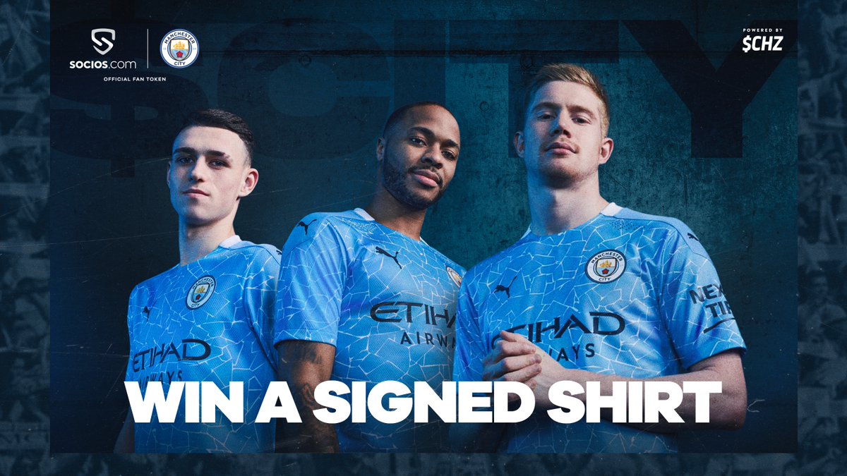 🔵GIVEAWAY🔵  

Cityzens, the rewards start now! For a chance to win a signed <a href="/ManCity/">Manchester City</a> shirt: 

✅Follow
✅Comment #SociosCity 
✅Retweet  

$CITY ⚡️ $CHZ