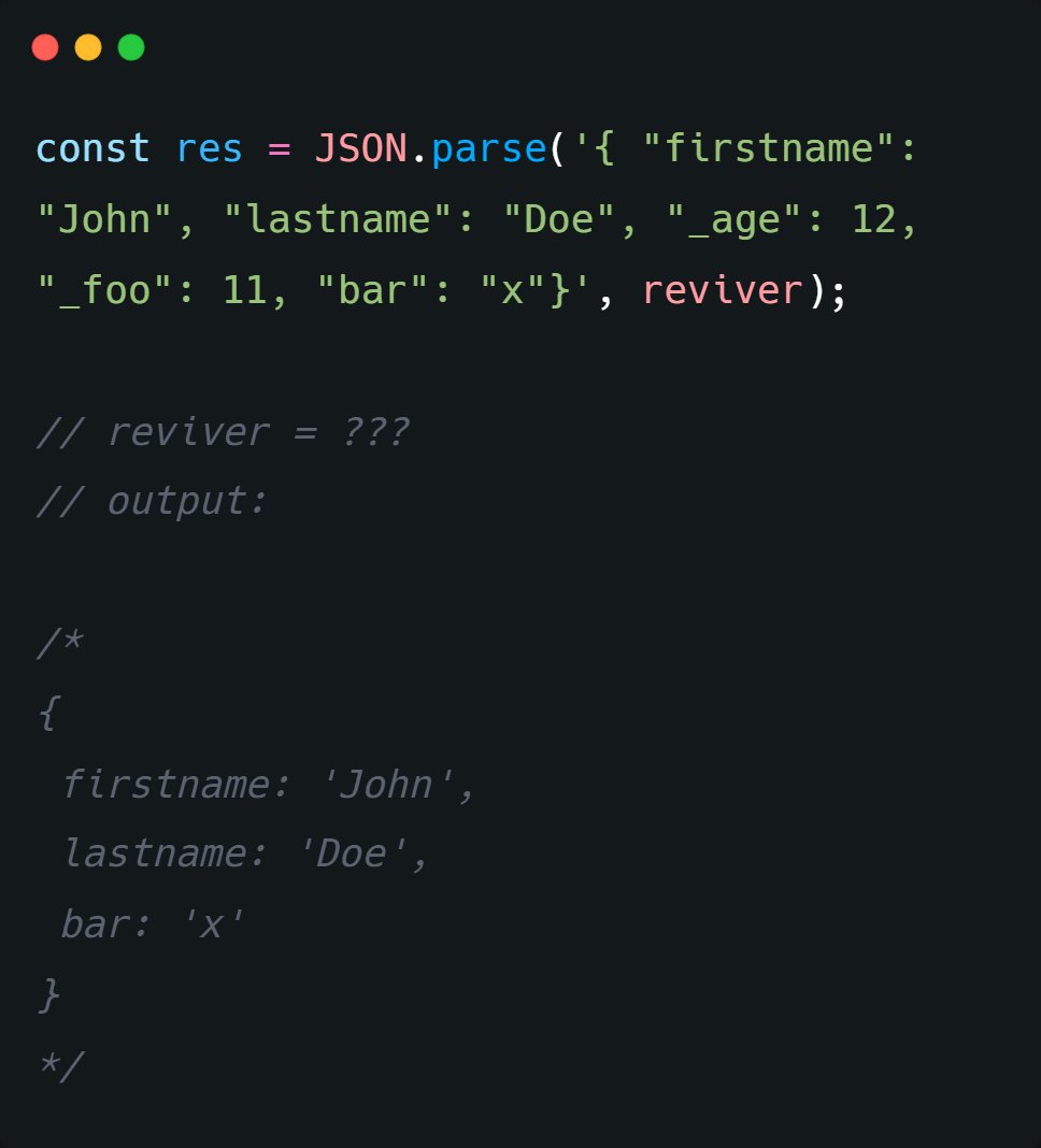 billyjov_'s tweet photo. #AstuceDev 😉
JSON.parse() en #Javascript offre la possibilité d'ajouter un reviver comme second paramètre pour améliorer la transformation des objets ou des valeurs. T'en sers-tu souvent ?🙂 Voici deux exemples:
https://t.co/1xQQEGoH4y
#CaParleDev #100DaysOfCode #webdev https://t.co/VMWnx94fFb
