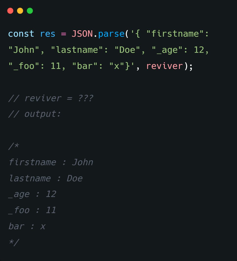 billyjov_'s tweet photo. #AstuceDev 😉
JSON.parse() en #Javascript offre la possibilité d'ajouter un reviver comme second paramètre pour améliorer la transformation des objets ou des valeurs. T'en sers-tu souvent ?🙂 Voici deux exemples:
https://t.co/1xQQEGoH4y
#CaParleDev #100DaysOfCode #webdev https://t.co/VMWnx94fFb