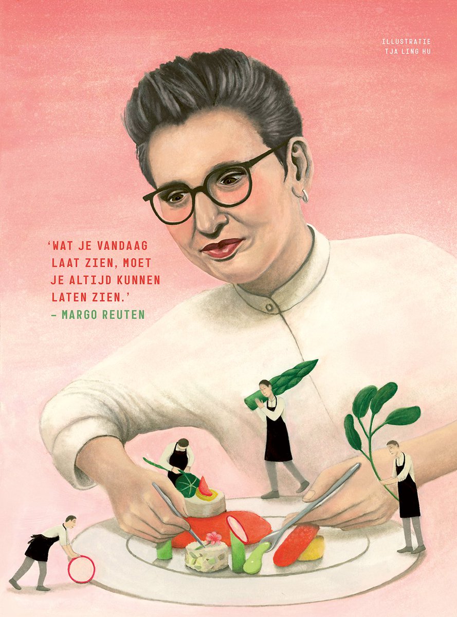 Portret of Margo Reuten from restaurant Da Vinci Maasbracht in NL, for the Dutch version of the book Good Night Stories for Rebel Girls published by <a href="/theworldofrose/">ROSE stories</a>. 
Margo Reuten is the only female chef in the Netherlands with a Michelin star.
#bookillustration #illustrationart