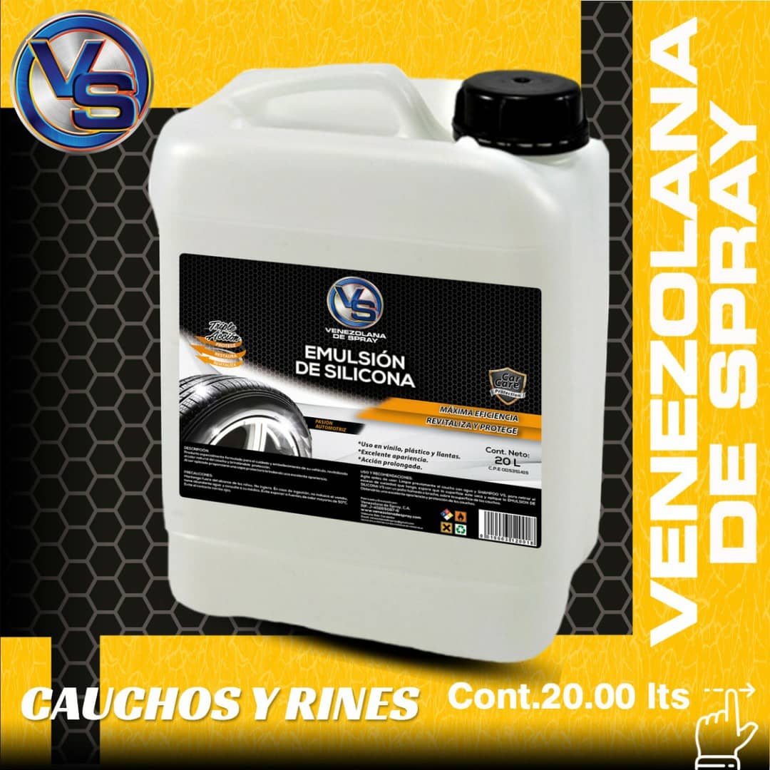 EMULSION DE SILICONA
Revitaliza el color natural del caucho, brindando protección por mucho más tiempo.