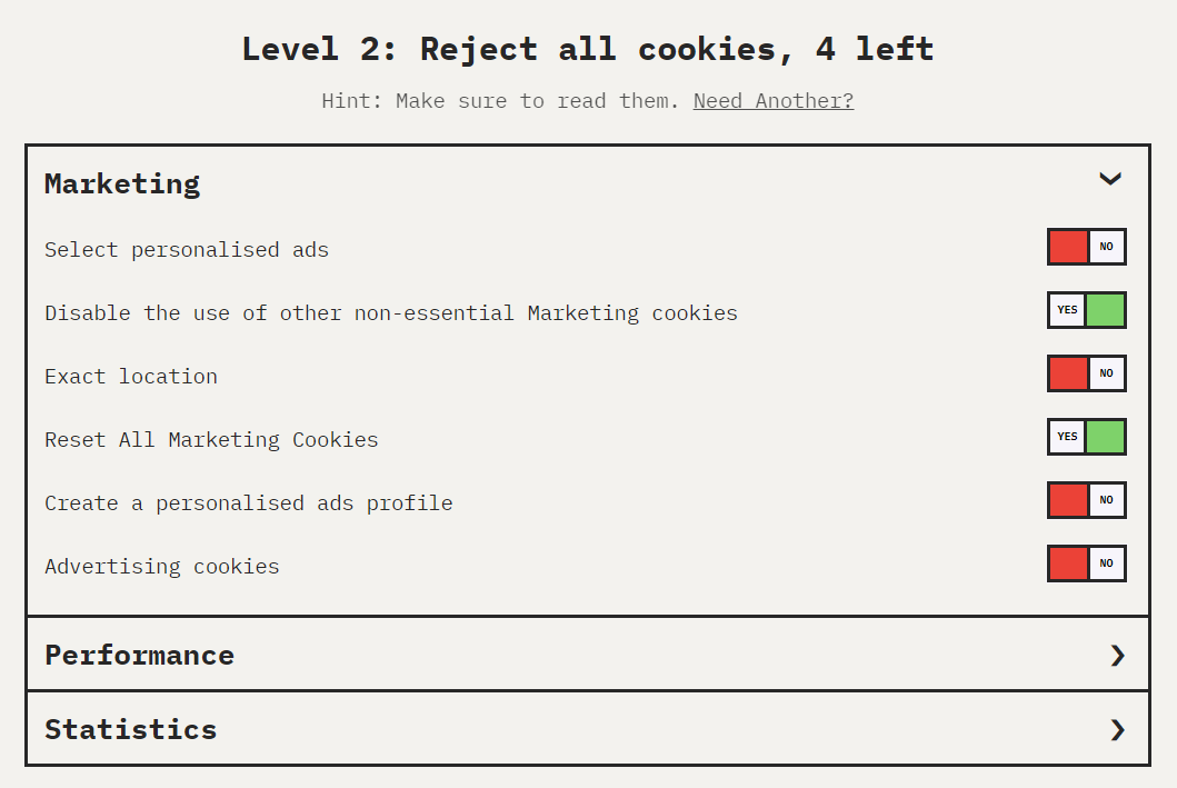 francoisz's tweet photo. Cookie Consent, the speed running game. I tend to leave any website that shows me a cookie wall up front. Using this site, I can train and get better at ticking the right boxes. #FridayLink #Privacy https://t.co/rr7kyvNfBh https://t.co/UvhdfuAJdR