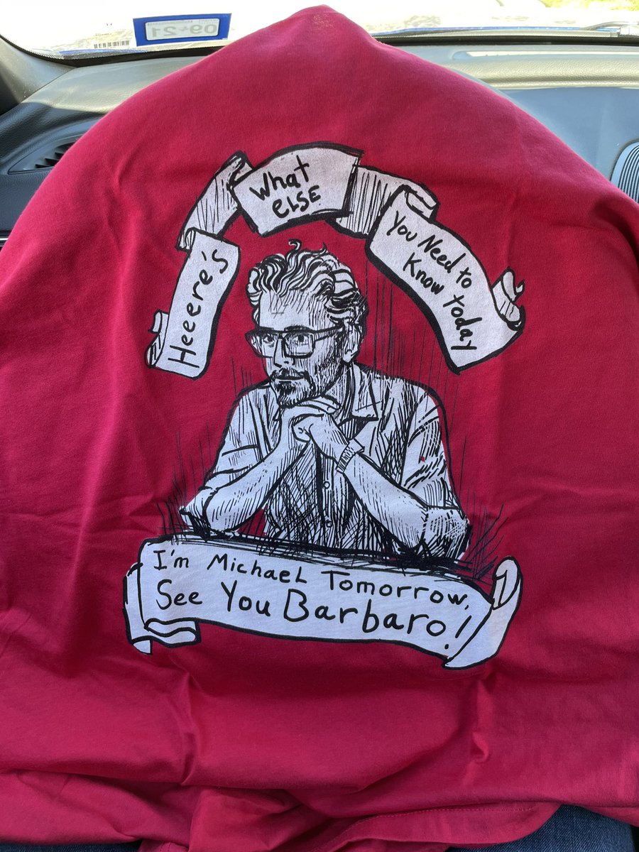 awesomeoscar's tweet photo. @mikiebarb this shirt is too awesome!! Wonder if anyone in Houston will know whatโs what ๐ #thedaily #podcast #seeyoubarbaro #txfan https://t.co/Y4oAuDH6q3