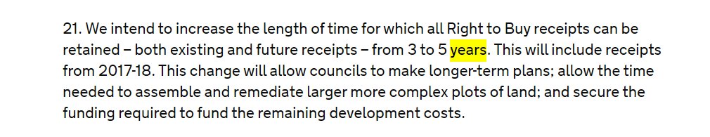 JSimpsonjourno's tweet image. Breaking: Councils will be given five years, instead of three years, to spend Right to Buy receipts. 

That is big news for LAs up and down the country, who have been lobbying hard for this.

These will be backdated from receipts gained in 2017/18.
gov.uk/government/con…