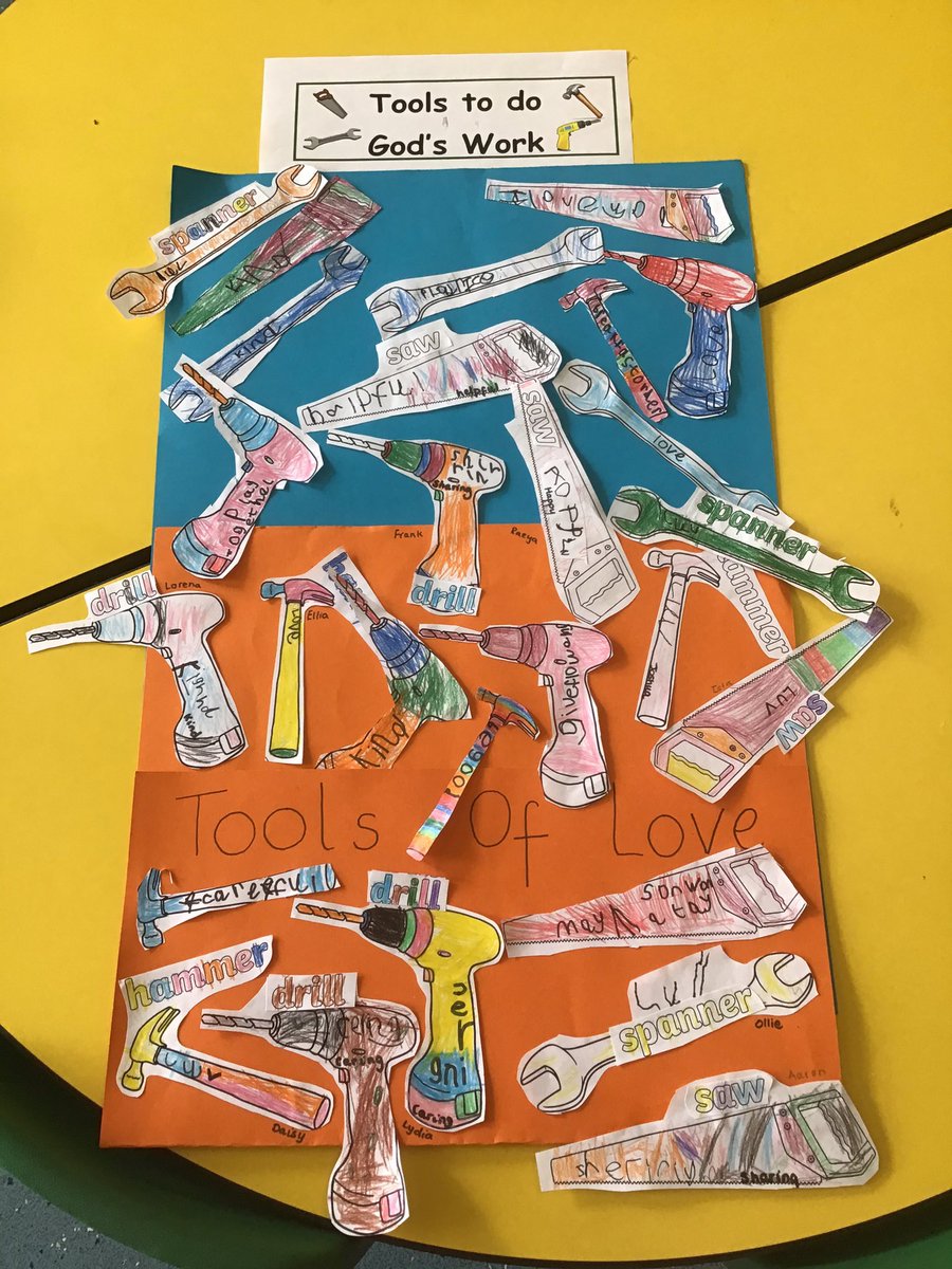 sjvblackpool's tweet photo. St Joseph was a carpenter. Class RM’s Toolbox 🧰 of Love ❤️ #SJVRE #ClassRM https://t.co/GpB7ei4k11