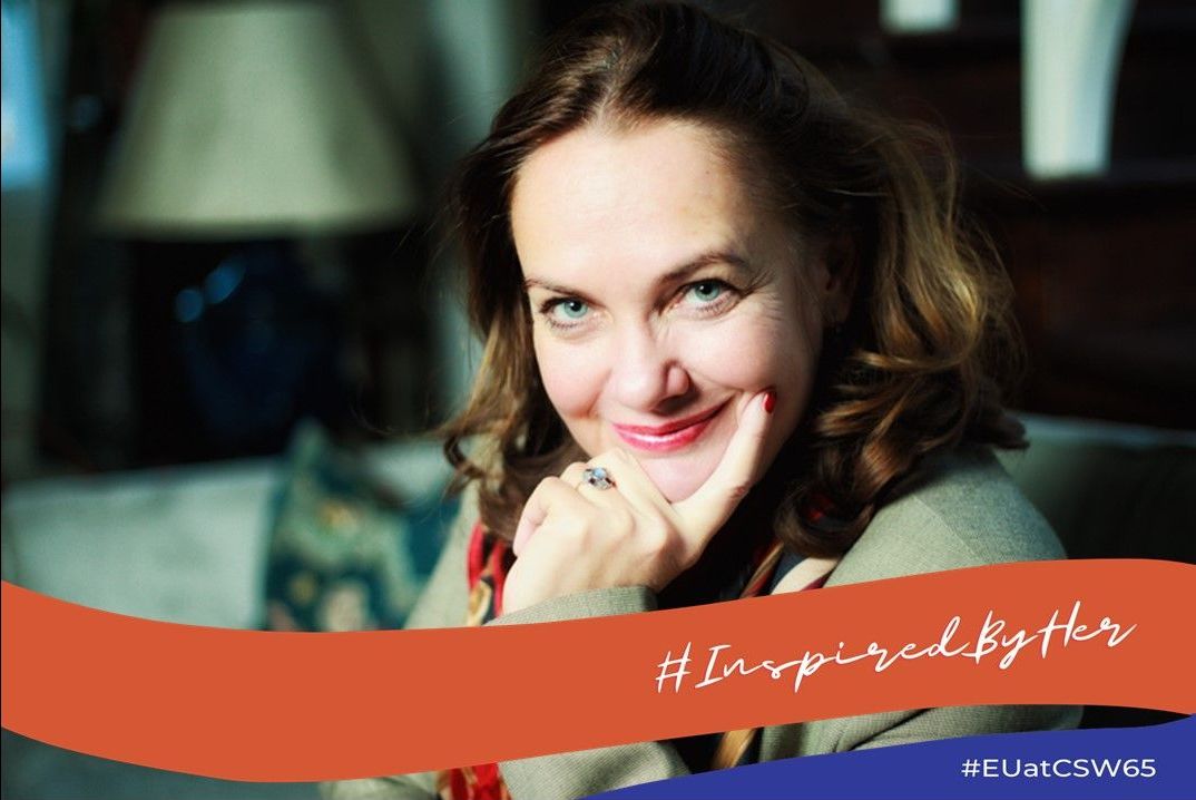 HUNMissionToUN's tweet photo. We are #InspiredByHer! Margit @BatthyanyS, Pres. of the CSO Hungarian Women’s Union, is working to empower rural women and women farmers as agents of sustainable development. Hungary is proud to have civil society in its virtual delegation to #CSW65. #EUatCSW65 #2030Agenda https://t.co/jmfRS5dizn