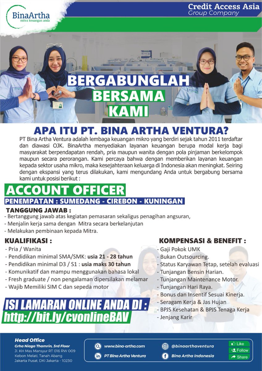 pratiwimlyd's tweet photo. @LokerCirebon 
@LokerKuningan 
@hrdbacot 

#lokercot 
#lokercirebon
#Loker https://t.co/dWEg0rsswv