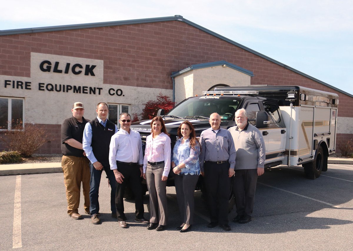 glickfire's tweet image. Excited to announce the addition of @VengeantMfg to the GLICK line of mfg. partners. Pictured are Bill Rockey, Mark Sallada from VENGEANT, Curt Woerth, Amy Sweitzer, Jodi Mohn, Doug Glick, Ralph Rehrig from GLICK. Vengeant Blizzard provided by West Hempfield Fire #glickfire