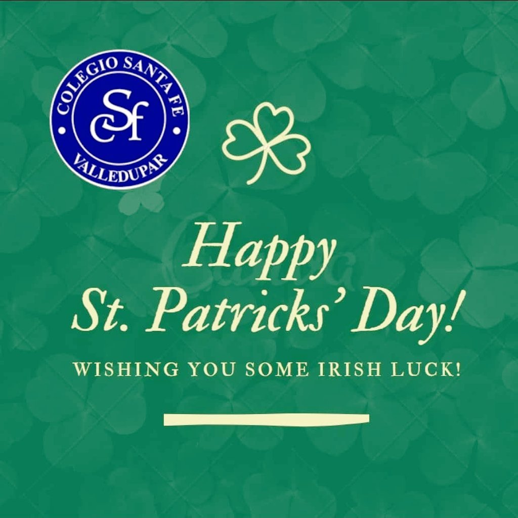 ColSantaFe15's tweet photo. Todo el mundo es irlandés el día de San Patricio, por eso usamos algo verde para demostrarlo. Happy St. Patrick's day!!! #Excelenciaeducativa #EnglishTeam #Suerte #Lucky #Patrick'sday #Colsafe2021 https://t.co/qOyB4oBXfw