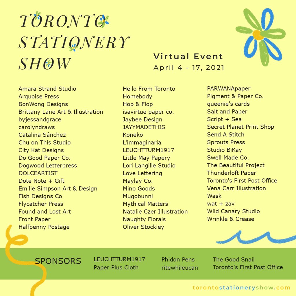A very warm and sunny welcome to our Vendors and Sponsors for the 2021 Virtual Spring Show! 🤗💌☀️ Who are you excited for? 🎉  #torontostationeryshow