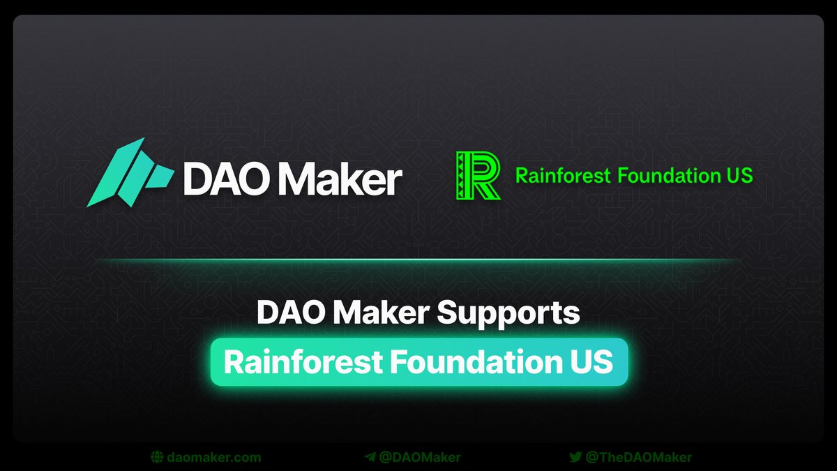 $DAO Maker Supports Rainforest Foundation US

<a href="/RainforestUS/">Rainforest Foundation US</a> is a 501(C)(3) nonprofit organization with a mission to tackle major challenges of our time: deforestation, climate crisis, and human rights violations.

rainforestfoundation.org

1/5