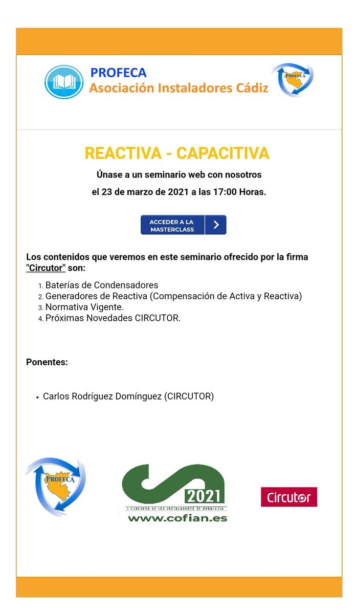 El próximo 23 de Marzo a las 17:00 horas. Interesantísimo. <a href="/circutor/">CIRCUTOR</a>