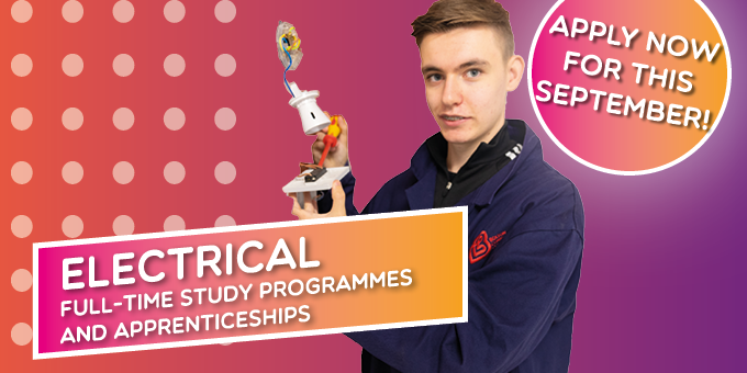 BoltonCollege's tweet photo. Electrician, Electrical Engineer, Building Services Engineer – just three of the careers a qualification in #Electrical can lead you to.⚡💡🔌
If this sparks your interest then apply to one of our study programmes or Apprenticeships today ➡ https://t.co/yLP3fSLu5z https://t.co/JPvzC3OrX9