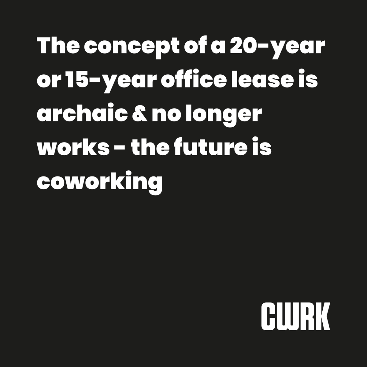 The pandemic has condensed a discussion that could have taken another 30 years into a less than a year.

wearecwrk.co.uk

#coworking #fridayfeeling #fridayvibes #officespace #flexibilty #hyridoffice #remotework