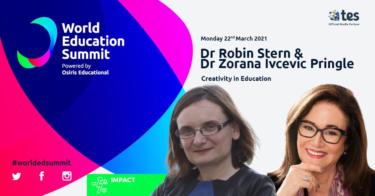 What an honour to share that Doctors <a href="/RobinSStern/">Dr. Robin Stern</a> and <a href="/ZoranaPsych/">Zorana Ivcevic Pringle</a> from <a href="/YaleEmotion/">@YaleEmotion</a> will discuss  #creativity in  #education from 15:15 to 15:45 GMT at the #worldedusummit. 

Register here: ow.ly/MgLL50E34QQ
