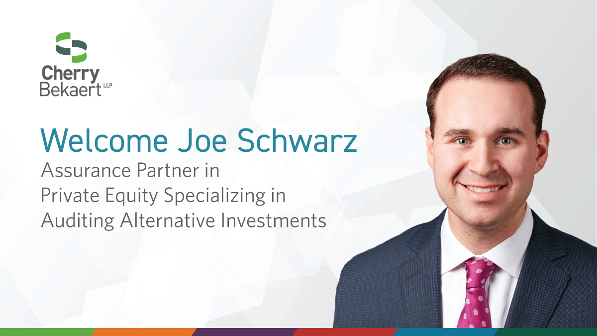 CherryBekaert's tweet image. We are pleased to welcome Joe Schwarz as an #Assurance Partner to the Firm’s #PrivateEquity Industry practice! ow.ly/7bHs50E3qOa