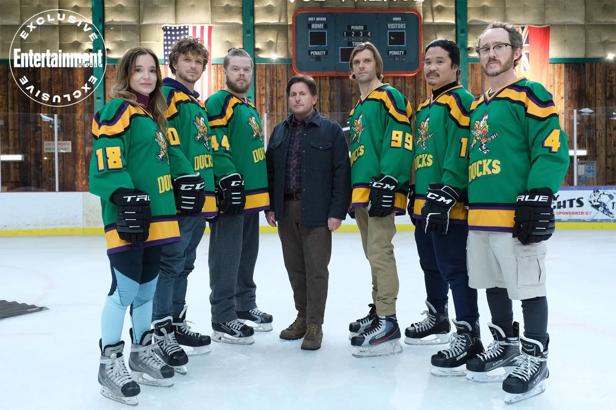 seanoconnz's tweet photo. Yes! As a little boy, I had one dream and it was to see The Mighty Ducks old and tired. 

I hope most of this show is them stressing about paying bills. https://t.co/2NXqakix3e