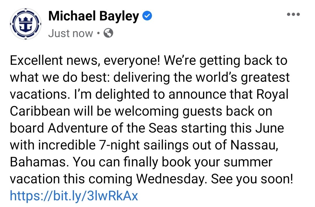 twcruiseships's tweet photo. Royal Caribbean Announces Return to cruising out of Nassau, Bahamas. https://t.co/wAxsvZYzDJ