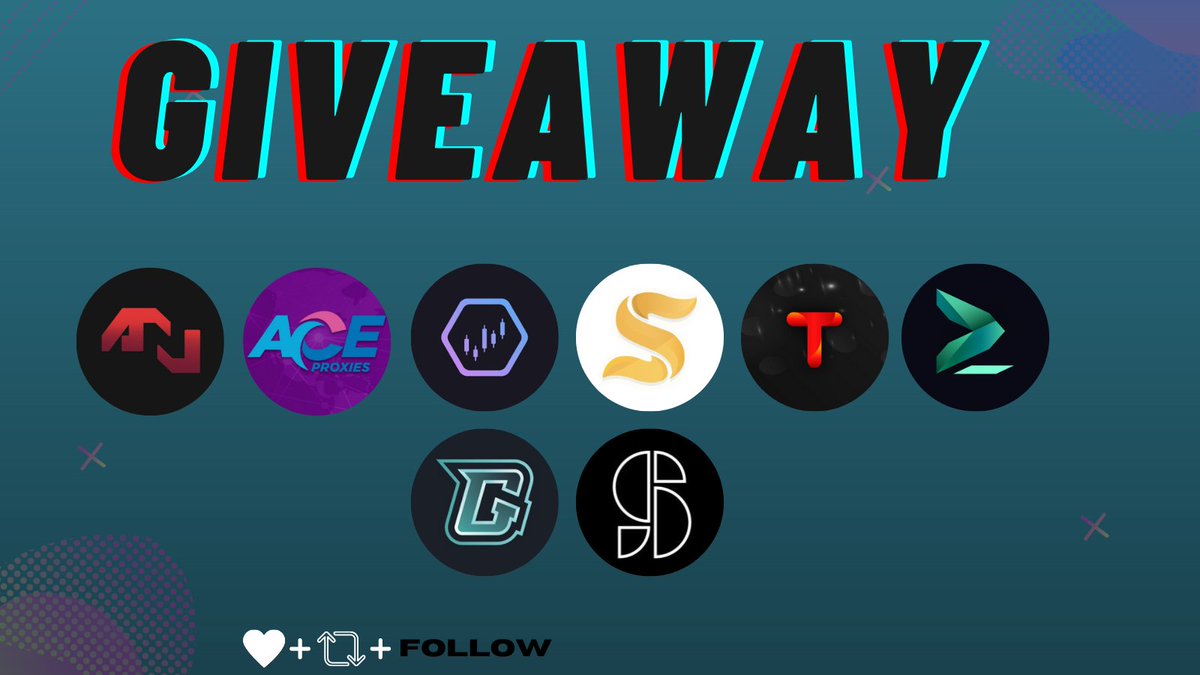 Like, RT, Follow, and tag 2 friends to join! Good luck 🍀 @hypebit_ 20x ISP London Monthly @SeigRobotics 1x Nike SNKRS Bot @SecureProxies 1x 1GB Resi @Aresnotifyio 2x Weekly @TradingHiveIO 2x Monthly @AceProxies 1x 2GB Resi @trvckr 1x Monthly @GroupsNetwork 1x Monthly