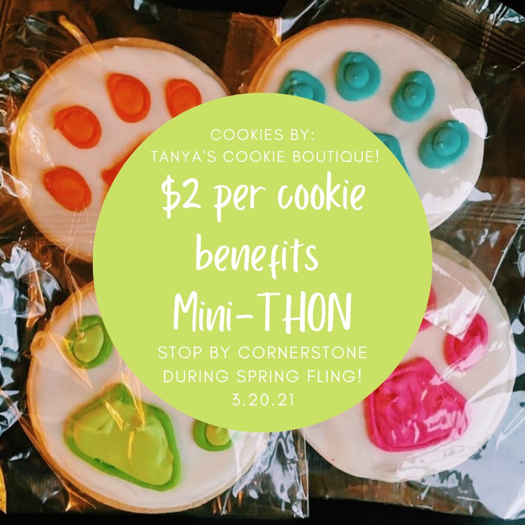 CHminiTHON's tweet photo. Stop by Cornerstone tomorrow during Spring Fling🎗 $2 from every paw cookie benefits Mini-THON🐾 https://t.co/9e484ULc18