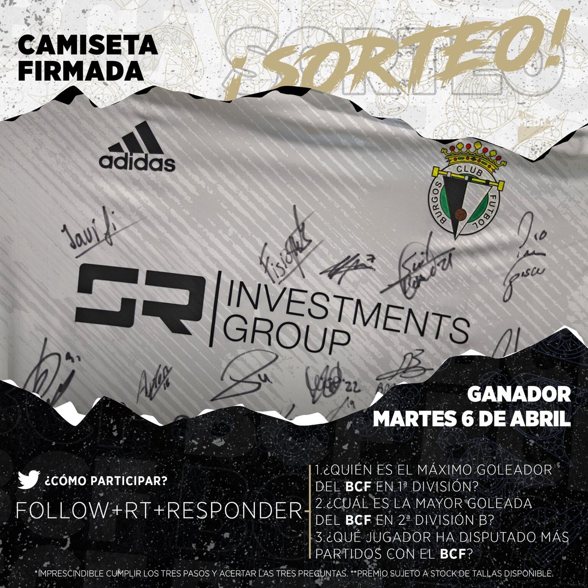 ⭐️¡SORTEO!⭐️

¿Quieres una camiseta firmada por la plantilla?

1.Síguenos
2.Retuitea este tweet
3.Responde correctamente a las tres preguntas.

🤗 ¡SUERTE! 🤗

#OrgulloYTradición 🤍🖤
