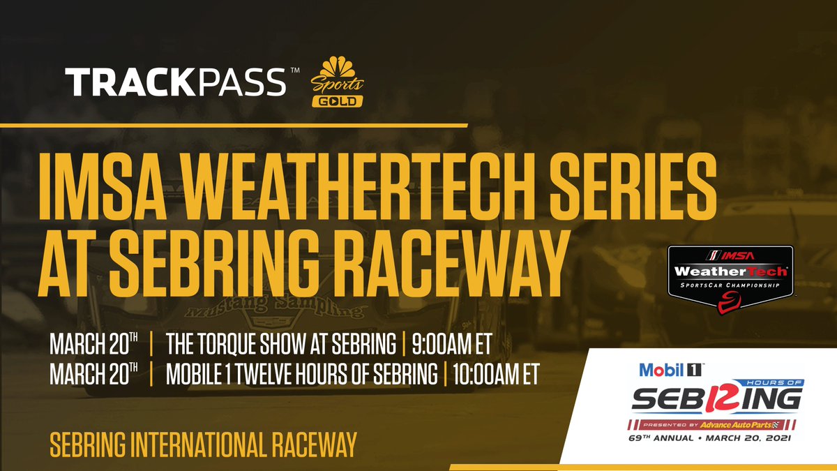 Catch all the action at Sebring Raceway! Tune in tomorrow morning for the IMSA WeatherTech Series on TrackPass: nbcsports.com/gold/trackpass…