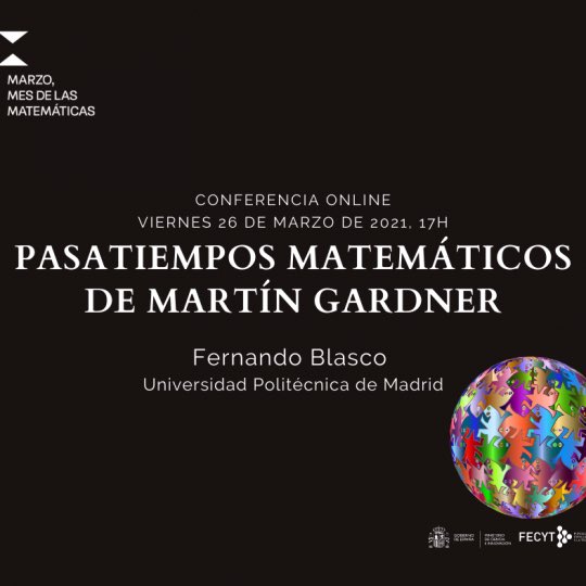 MMACA_cat's tweet photo. Viernes, 26 de marzo de 2021, 17:00 (hora peninsular española)
Pasatiempos matemáticos de Martín Gadner( por 
Fernando Blasco @fblascoxyz, Universidad Politécnica de Madrid)
#marzomates
https://t.co/F1RiDTk3Lv https://t.co/koIuuasJxB