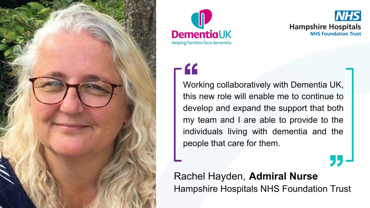Admiral Nurse appointed at Hampshire Hospitals

In a ground-breaking appointment for the trust, Rachel Hayden has been selected to become an Admiral Nurse Clinical Lead – working collaboratively with @DementiaUK.

Learn more: bit.ly/2NE4kIg
