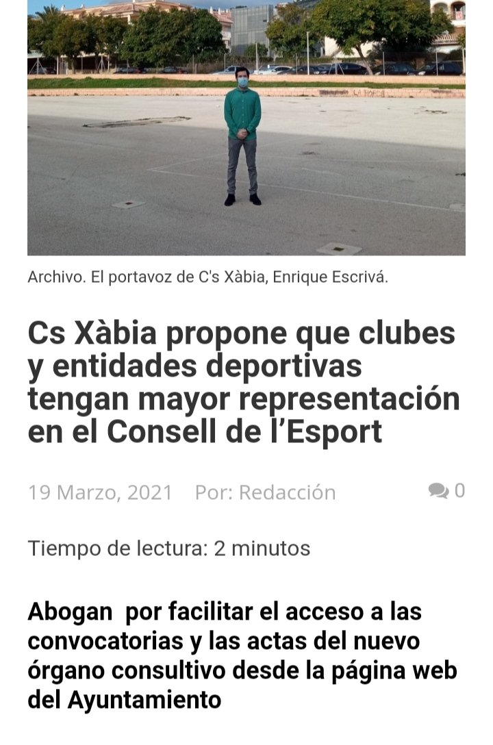 👏 Bona notícia que Xàbia cree un Consell de l'Esport, però millor encara si 
👉 els xabieros pogueren accedir fàcilment als temes que vagen a tractarse per la web de l'Ajuntament

👉 i si clubs i entitats esportives tenen mes representació per a decidir sobre allò que els afecte
