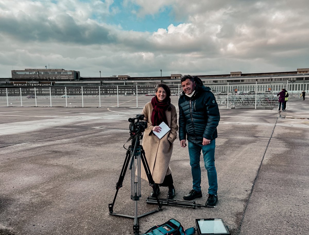 IHABerlin's tweet photo. Germany to resume use of #AstraZeneca at the old Berlin Tempelhof Airport - reborn as a vaccination centre. Today live with Journalist Maite Bueno, cameraman Rausch 🥳☀️and with our #LiveU LU600. 😉 https://t.co/edOWDfuAxd