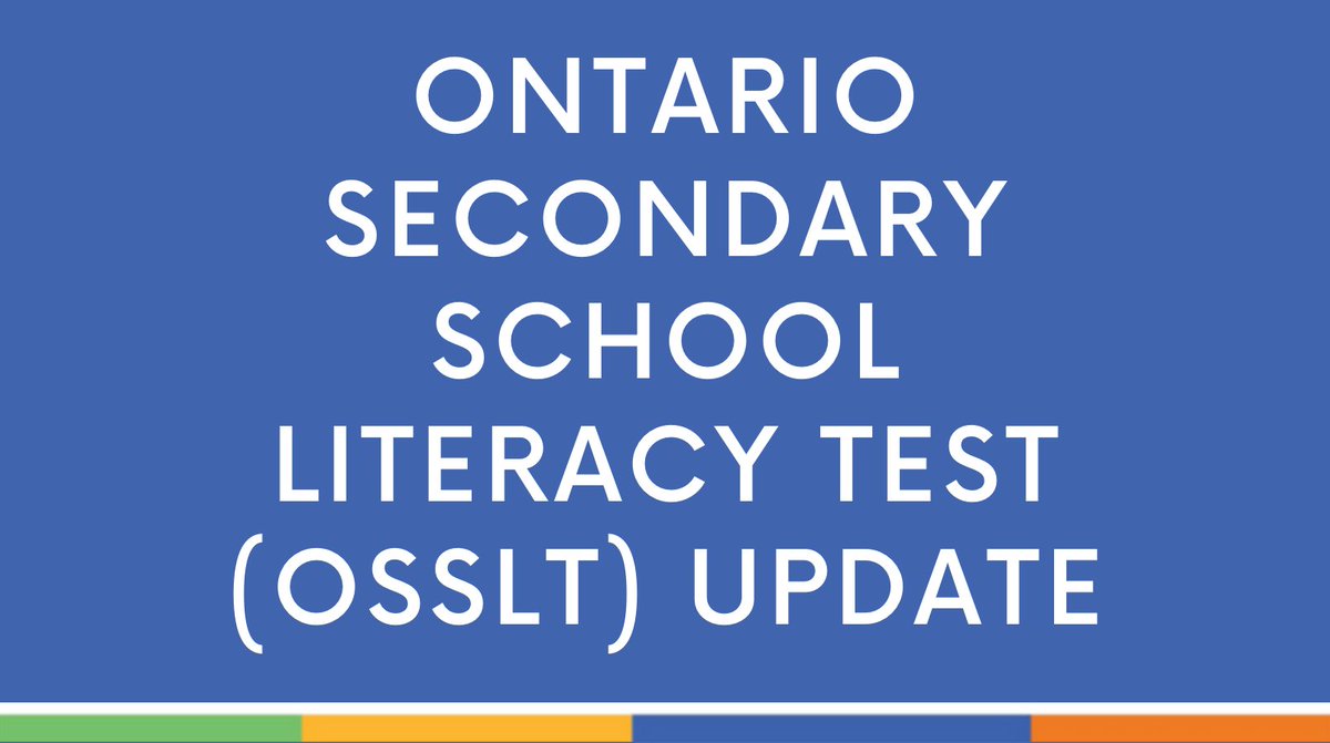 Toronto District School Board on Twitter: &quot;Update-Ontario Secondary School Literacy Test (OSSLT) This year, EQAO is field testing a new online OSSLT. Participation in this field test is not mandatory &amp; the