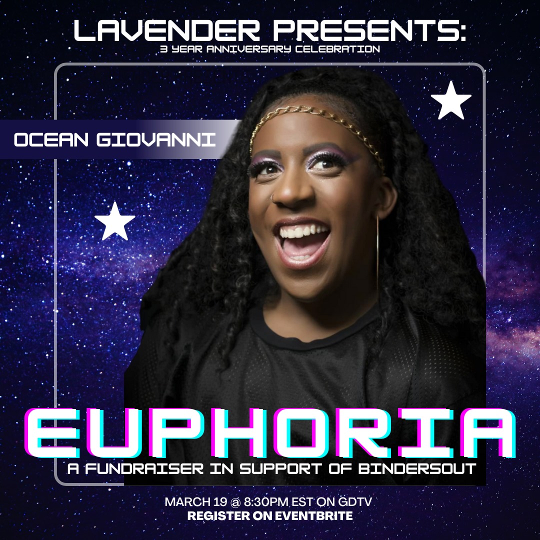 GDBooks's tweet image. Tonight's show for @lavenderto_'s birthday fundraiser supporting @bindersOUT_ is going to be euphoric. Here are some of the faces that will grace the virtual stage. Tune in to GD TV at 8:30pm EST to celebrate together. RSVP: eventbrite.ca/e/lavender-tur…