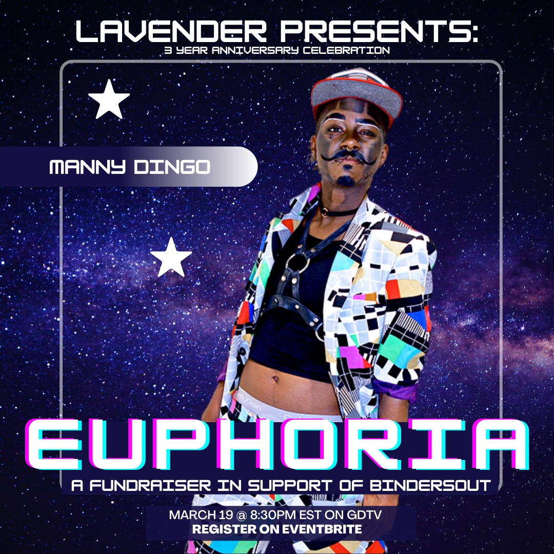 GDBooks's tweet image. Tonight's show for @lavenderto_'s birthday fundraiser supporting @bindersOUT_ is going to be euphoric. Here are some of the faces that will grace the virtual stage. Tune in to GD TV at 8:30pm EST to celebrate together. RSVP: eventbrite.ca/e/lavender-tur…