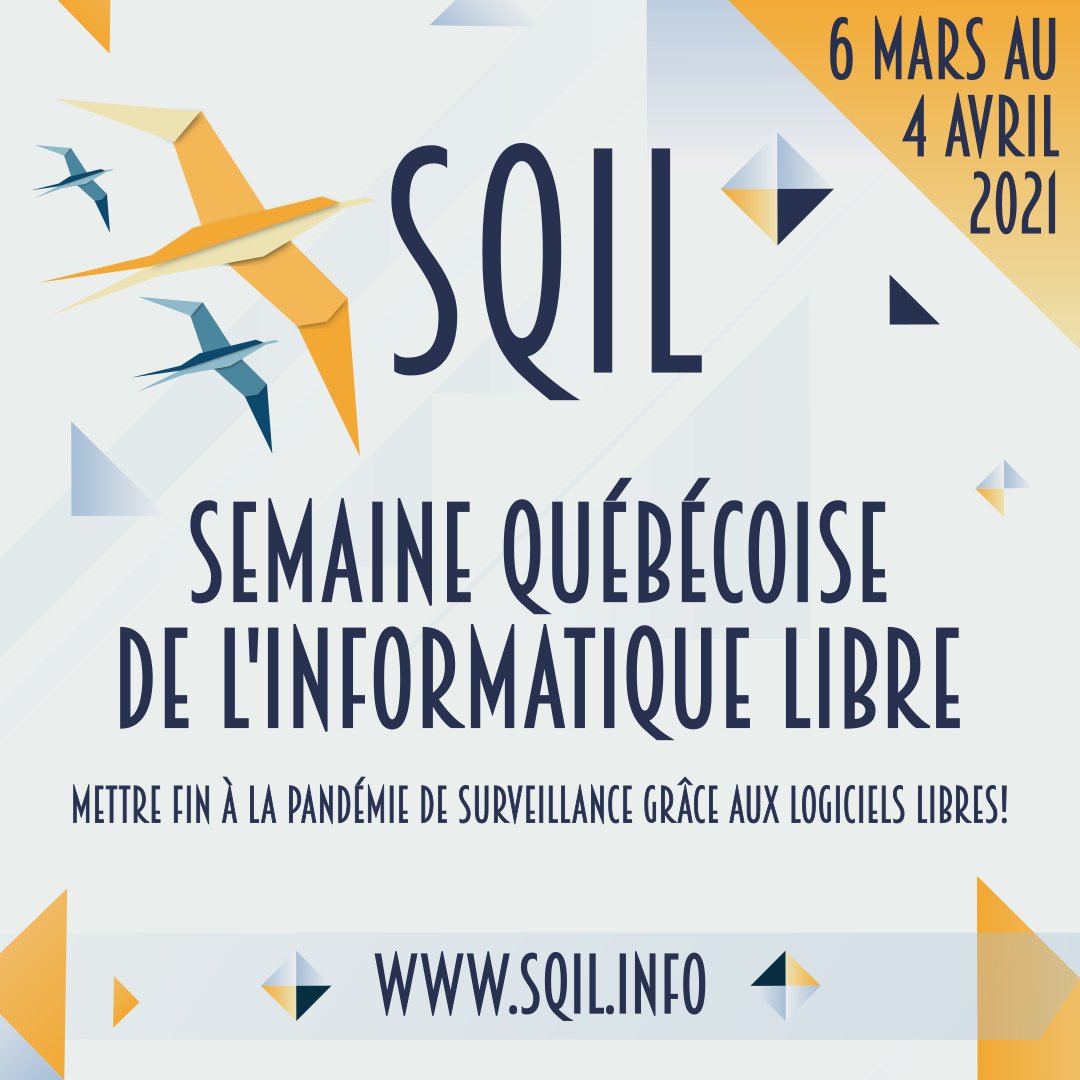 Demain au programme de la #SQiL2021: #LibrePlanet, la conférence annuelle de la <a href="/fsf/">Free Software Foundation (FSF) @fsf@hostux.social</a> débute à 8h agendadulibre.qc.ca/events/2144 #libreenfete #facilqc #logiciellibre #numqc #culturelibre #savoirlibre #materiellibre #communs