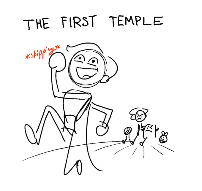 NEW AMPHIBIA TOMORROW. see if you can decipher this First Temple promo thumbnail drawing that i've decided not to clean up. 