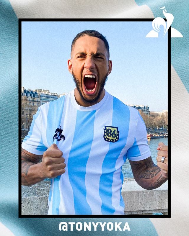 DerniersDefs's tweet photo. 🇦🇷 | Argentine

👕 | Équipementier de l'Albiceleste à l'époque, Le Coq sportif a décidé de rendre hommage à la légende Diego Armando Maradona à l'occasion des 35 ans du triomphe de 1984 avec un t-shirt réplique du mythique maillot. https://t.co/ISuii6bYTK