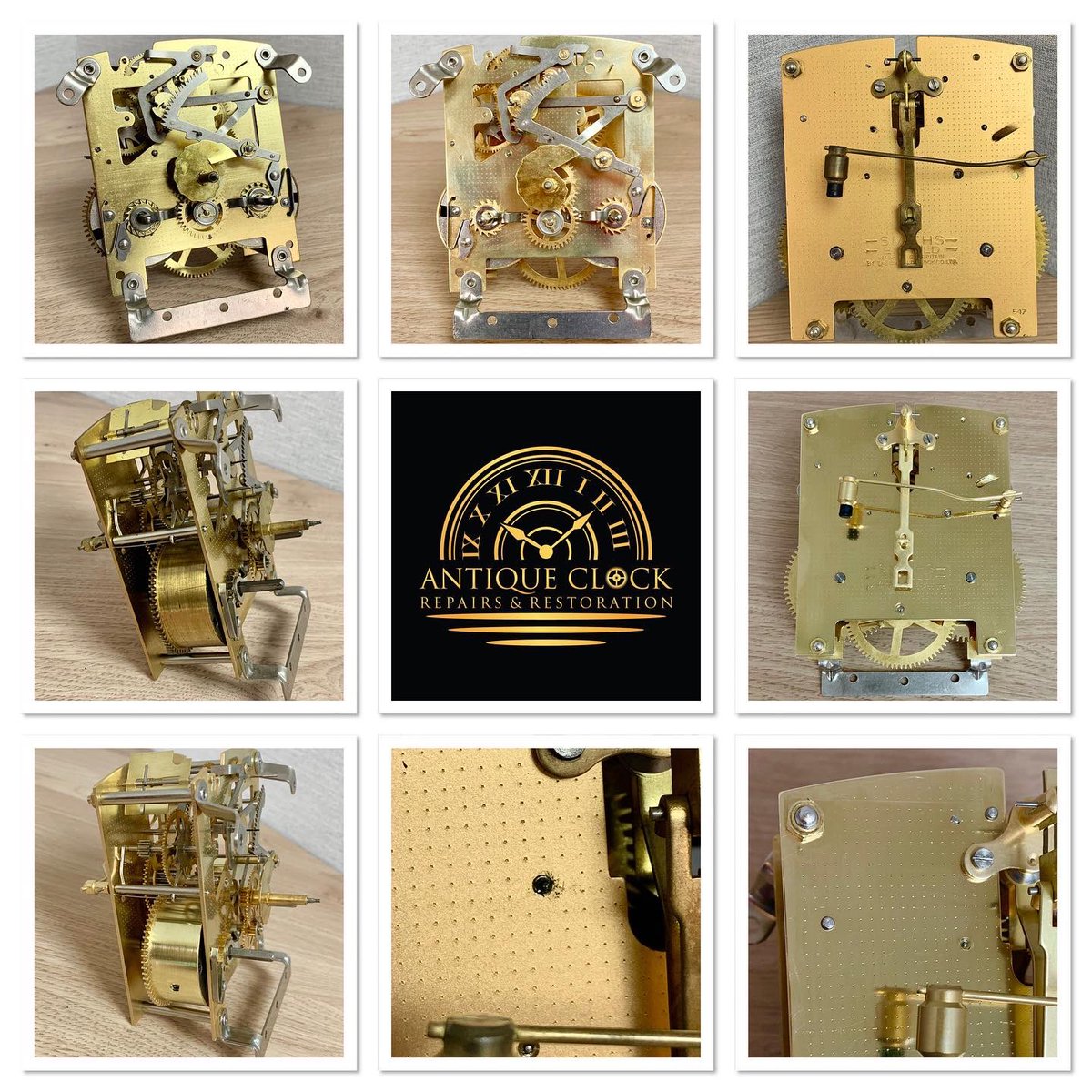 clockrepairuk's tweet photo. Smiths 8 day gong strike mantle clock serviced here at antique clock repairs &amp; restoration UK. Some bad bushes on this one and quite a bit of pivot work needed using our Rolimat pivot machine I will post some videos on the next post 2 new mainsprings fitted with all full services https://t.co/bMhVyDV9p2