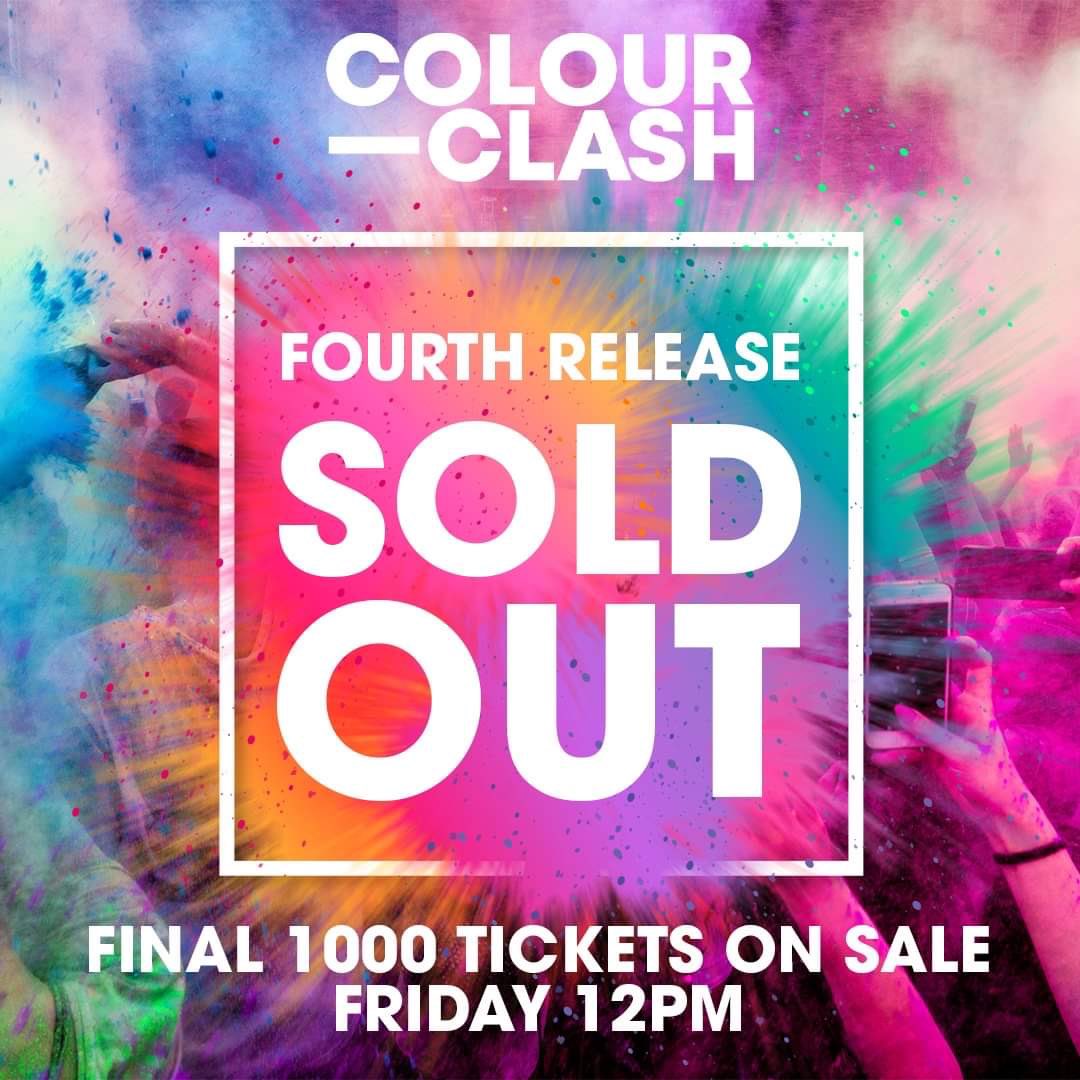 FOURTH RELEASE SOLD OUT! ❌ Tag your Colour Clash squad in the comments below and sign up now for priority access to the Final 1000 tickets>> colour-clash.co.uk/book-tickets/ 
Once these are gone the show will be COMPLETELY SOLD OUT. ‼️